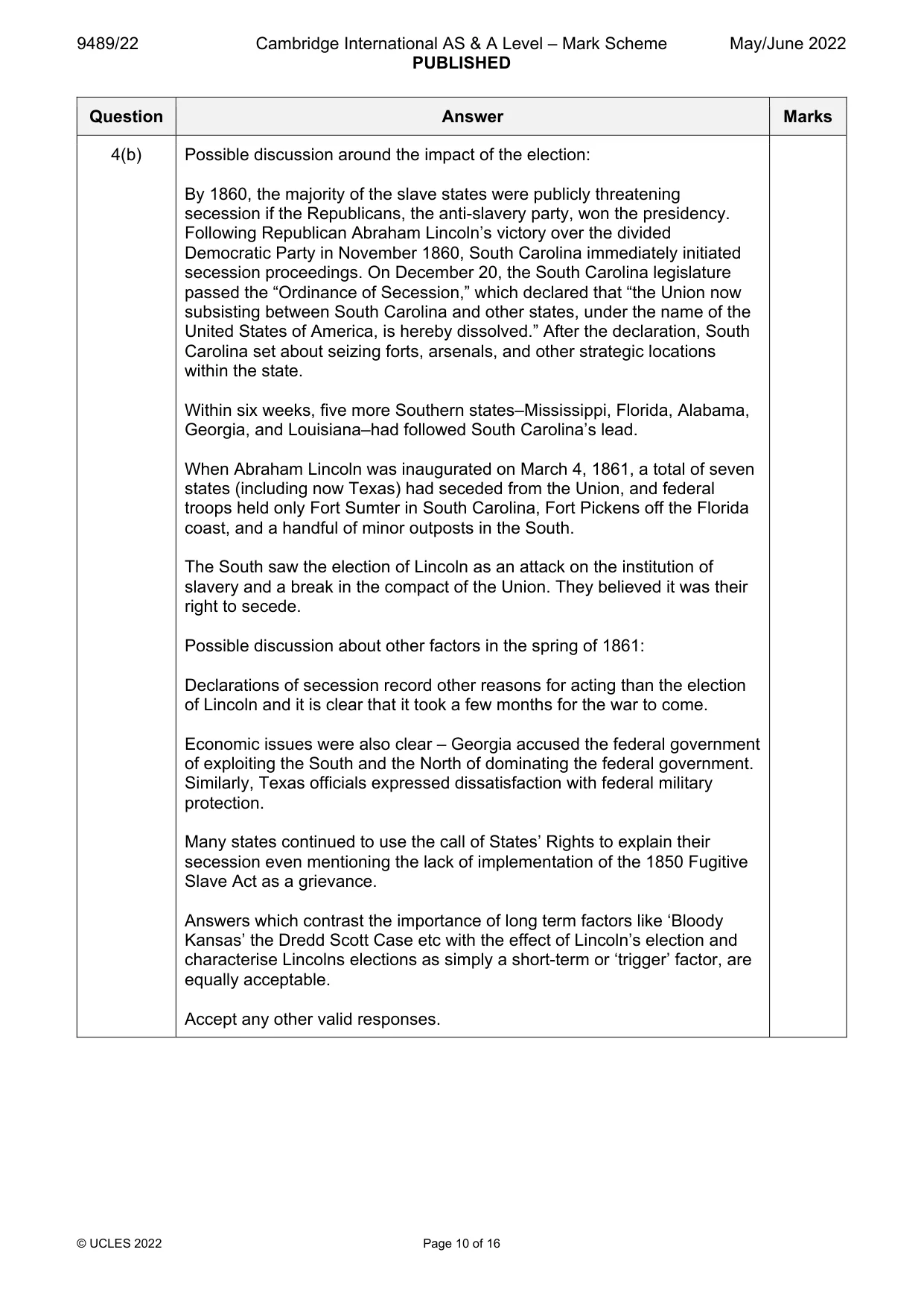 Mark scheme, page 10 of 16