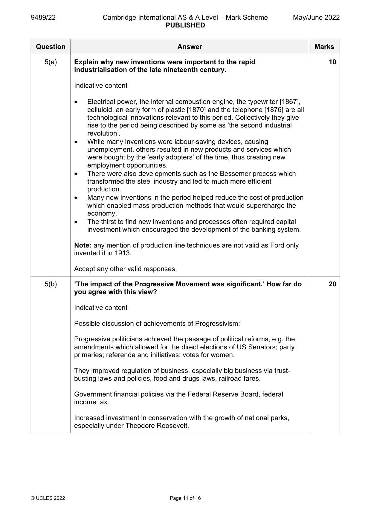 Mark scheme, page 11 of 16