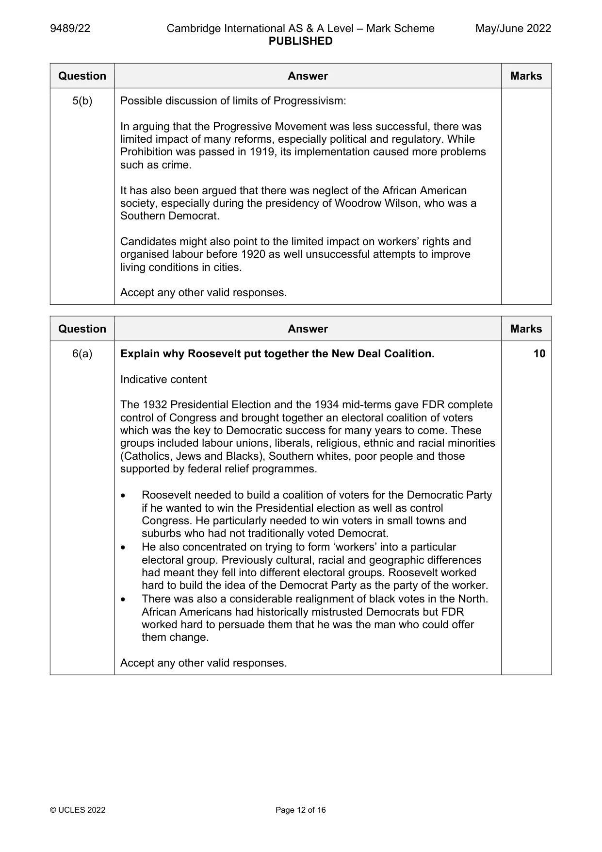 Mark scheme, page 12 of 16