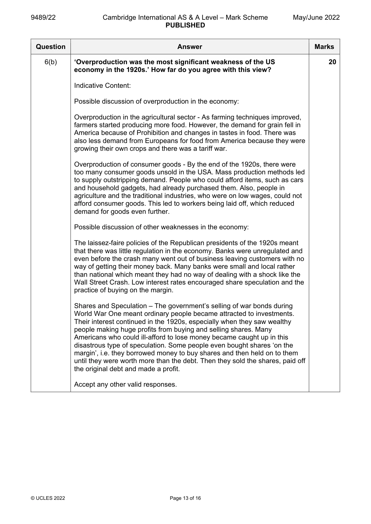 Mark scheme, page 13 of 16