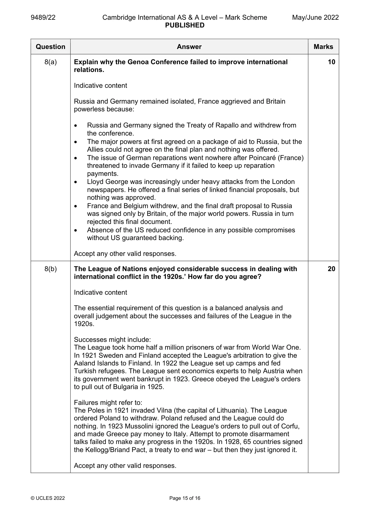Mark scheme, page 15 of 16