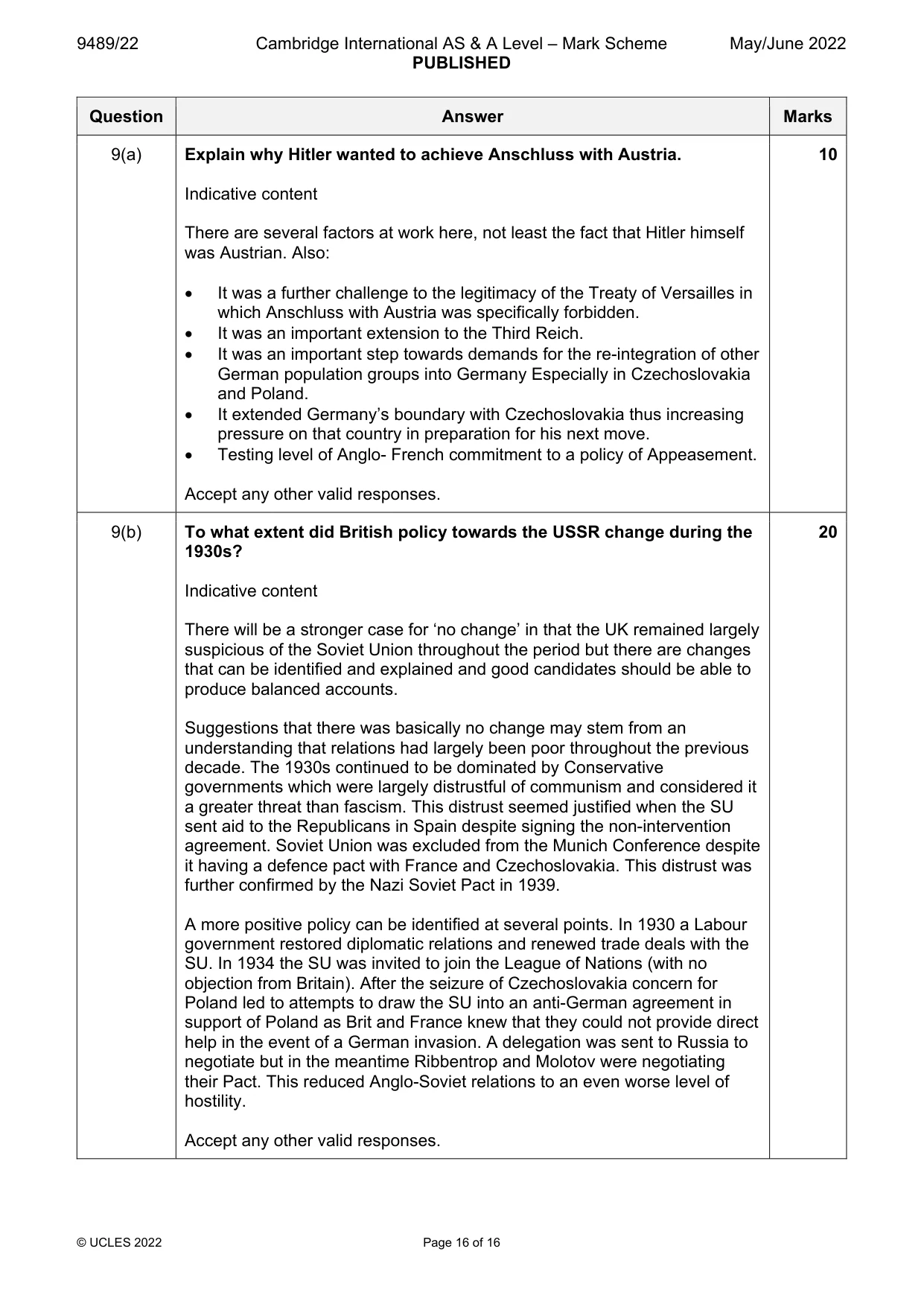 Mark scheme, page 16 of 16
