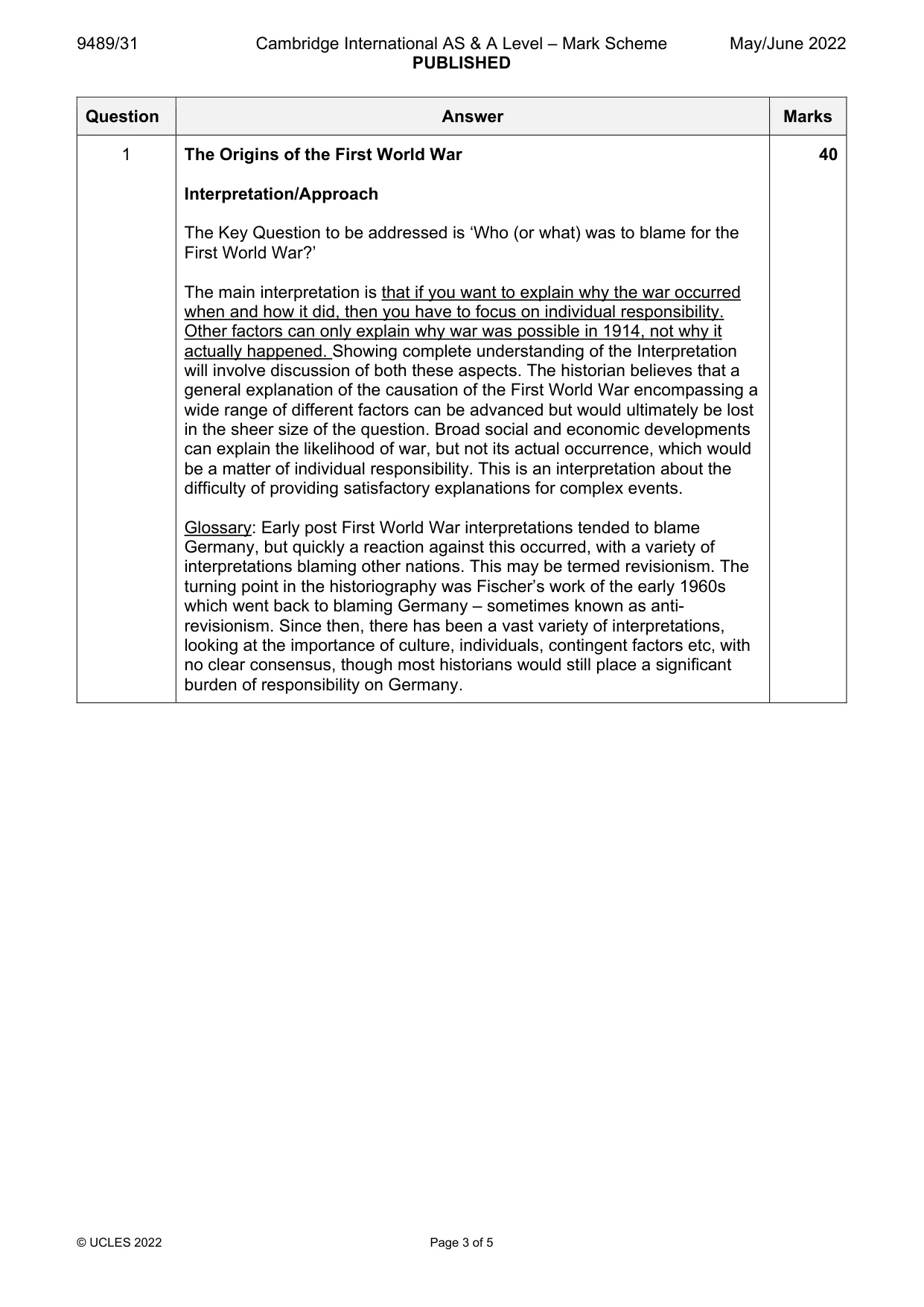 Mark scheme, page 3 of 5