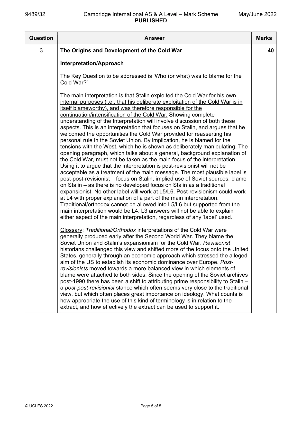 Mark scheme, page 5 of 5