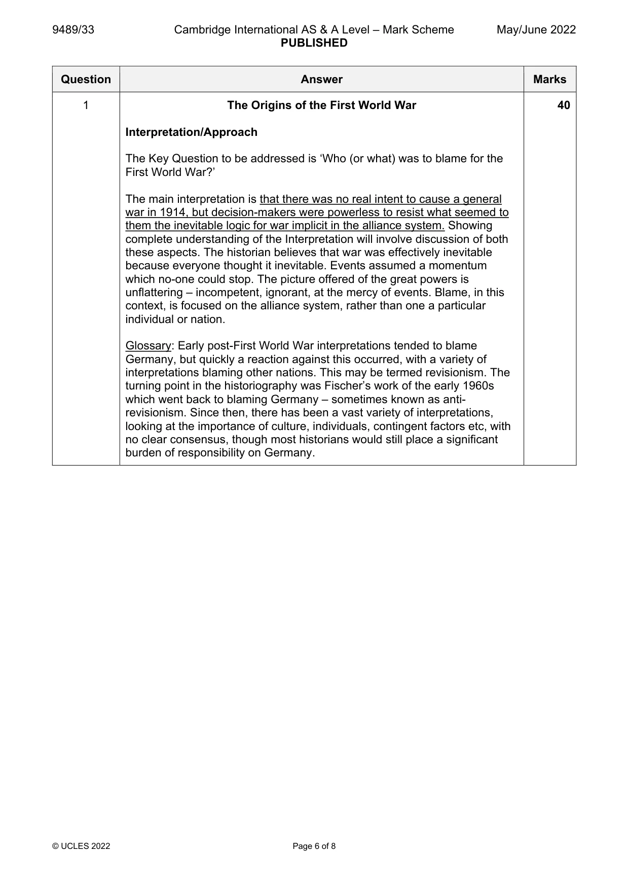 Mark scheme, page 6 of 8