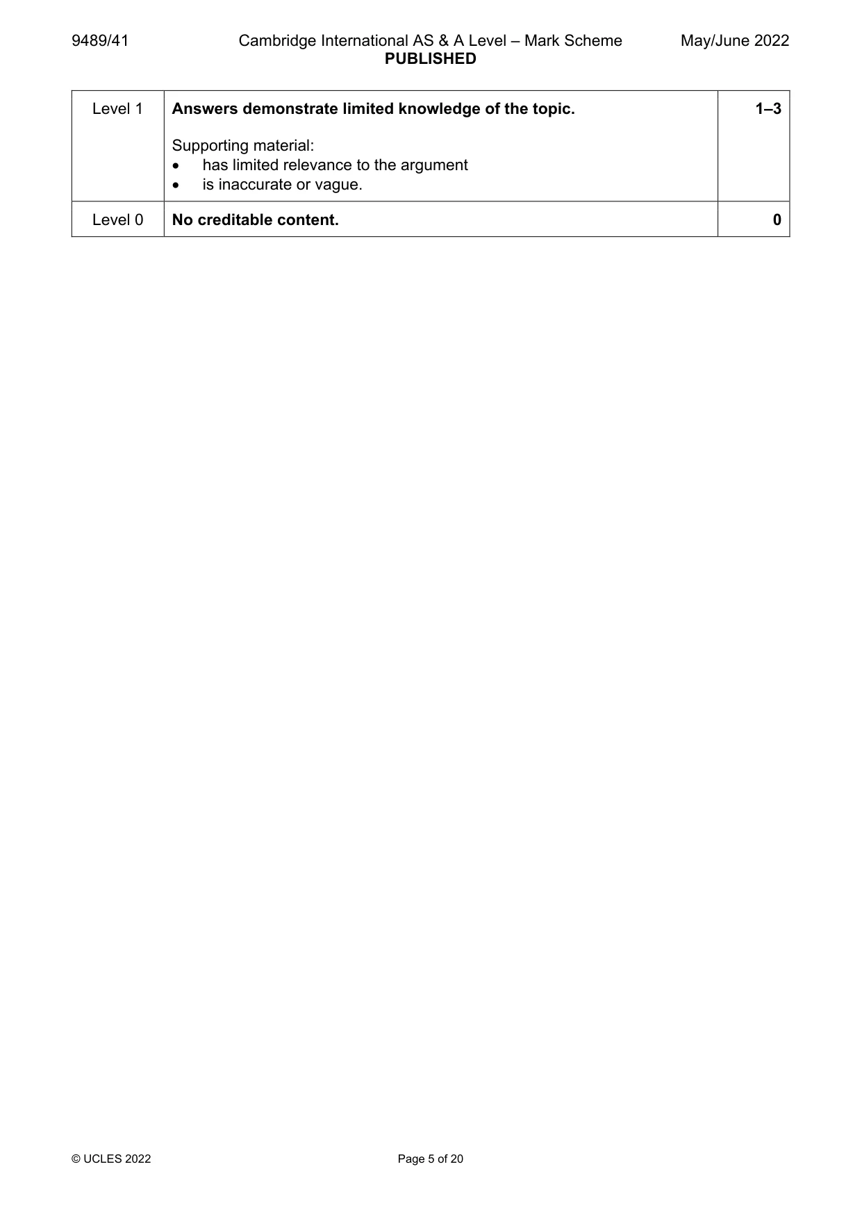 Mark scheme, page 5 of 20