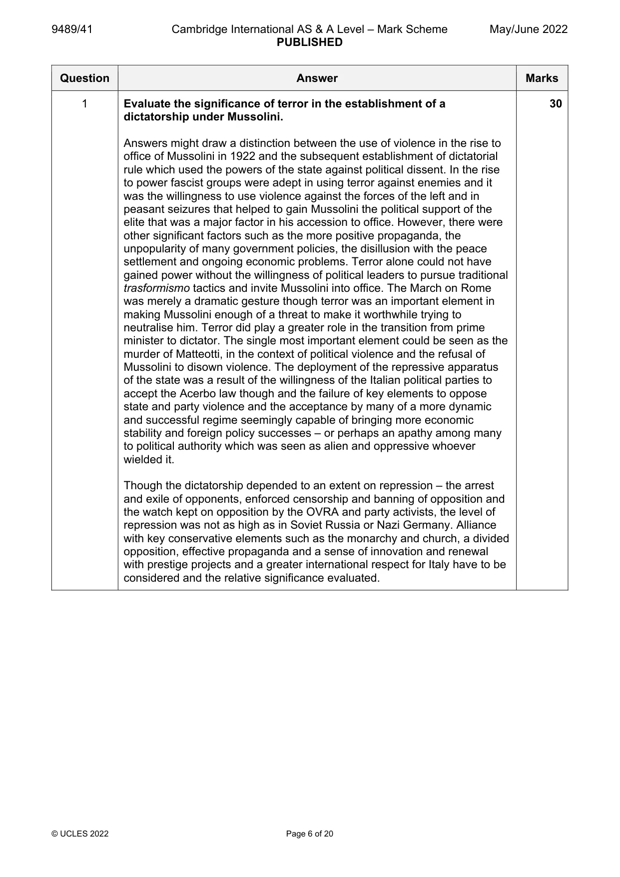 Mark scheme, page 6 of 20