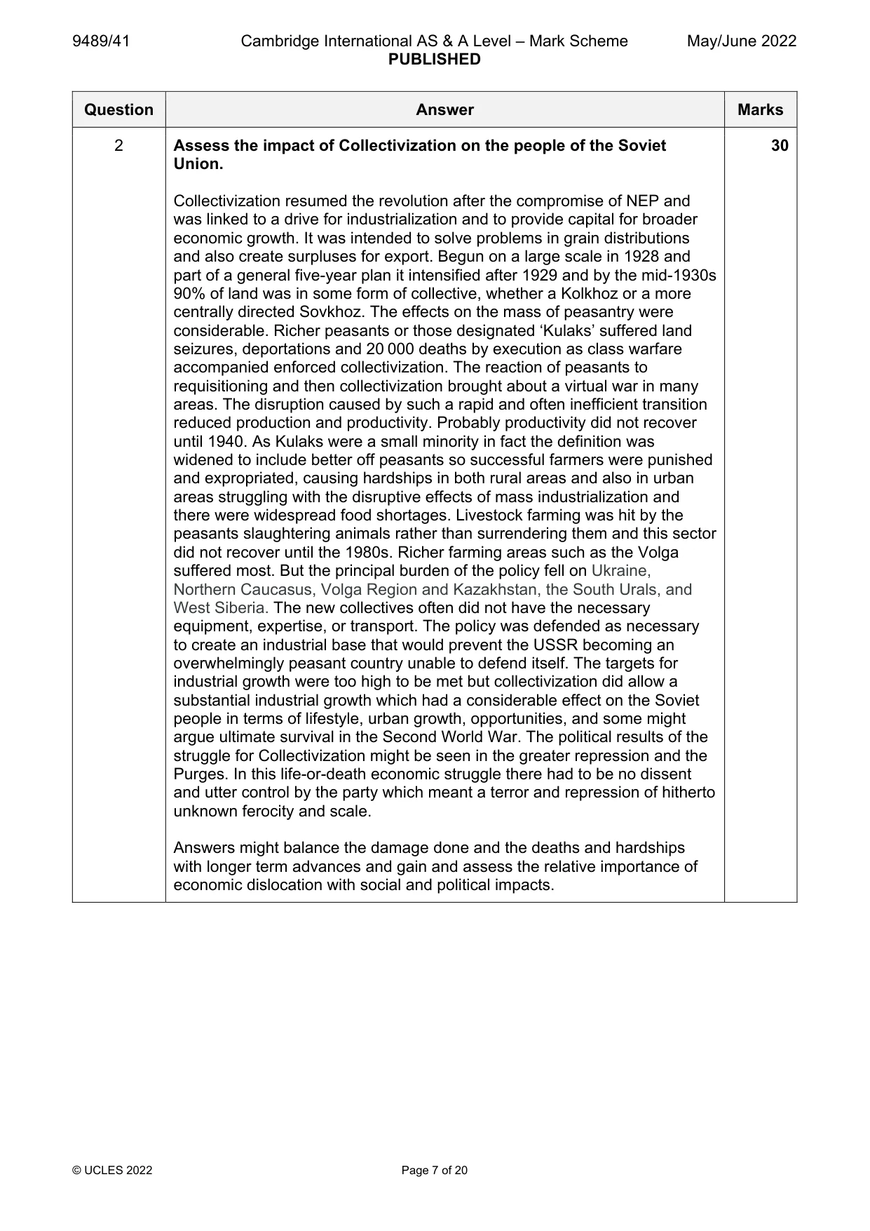 Mark scheme, page 7 of 20