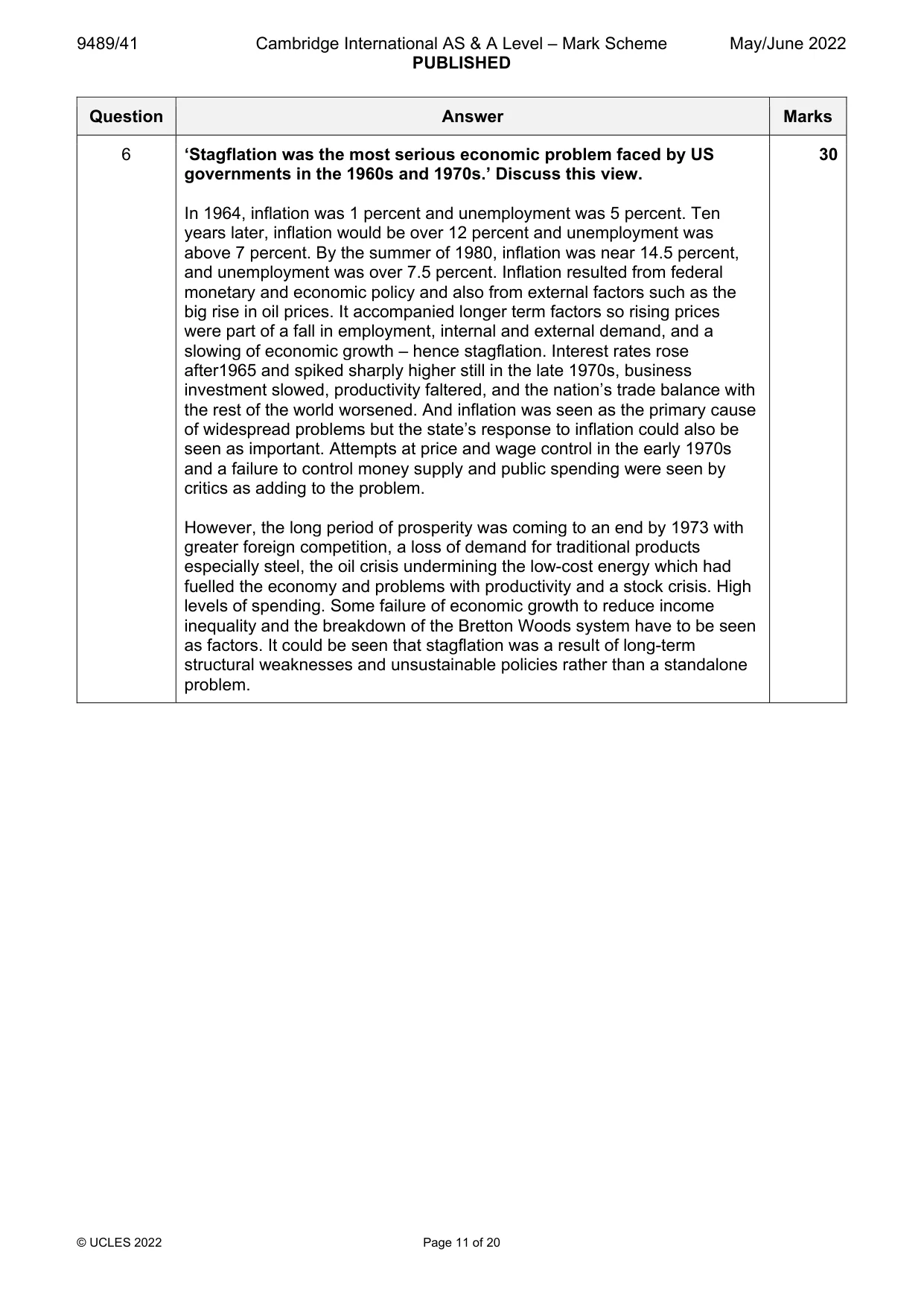 Mark scheme, page 11 of 20