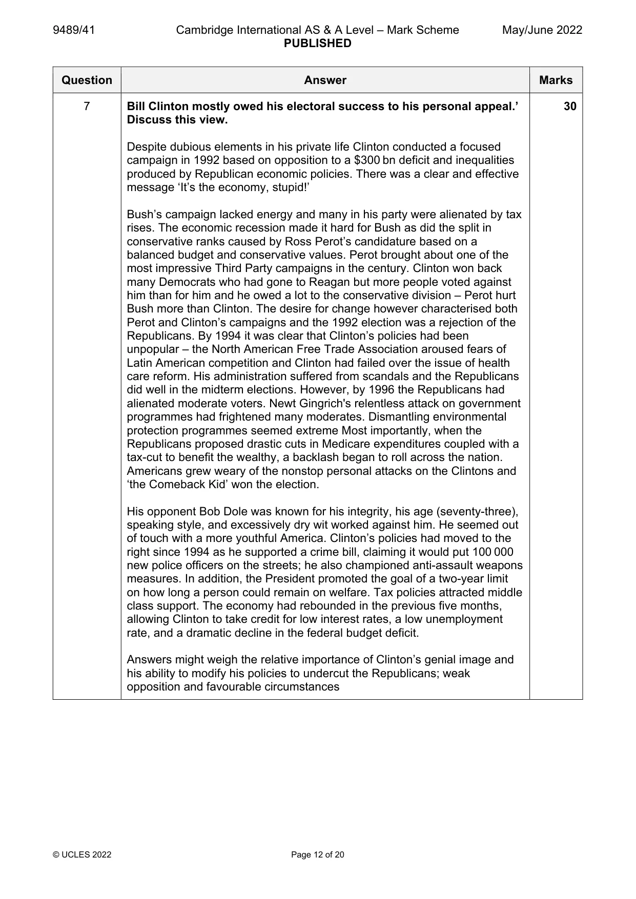Mark scheme, page 12 of 20