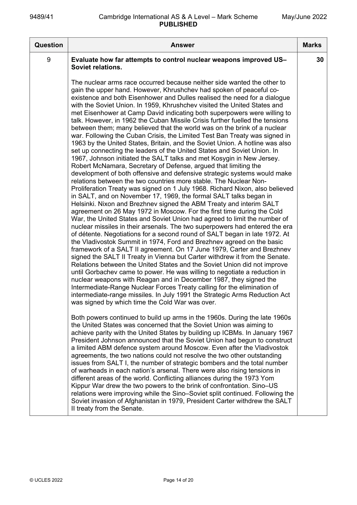 Mark scheme, page 14 of 20