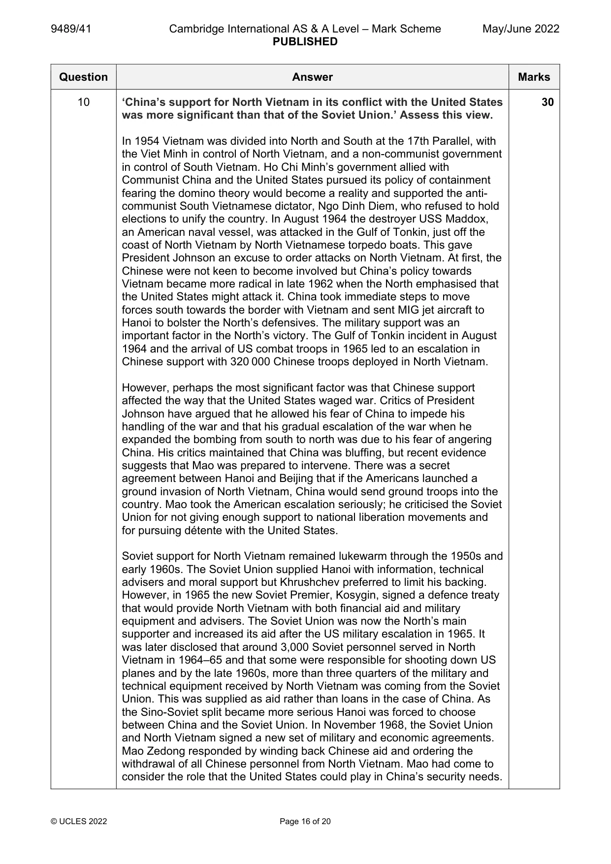 Mark scheme, page 16 of 20