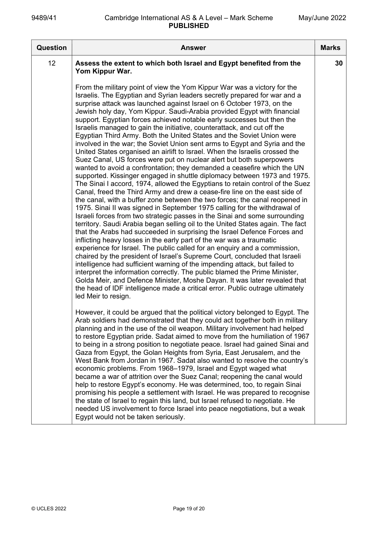 Mark scheme, page 19 of 20