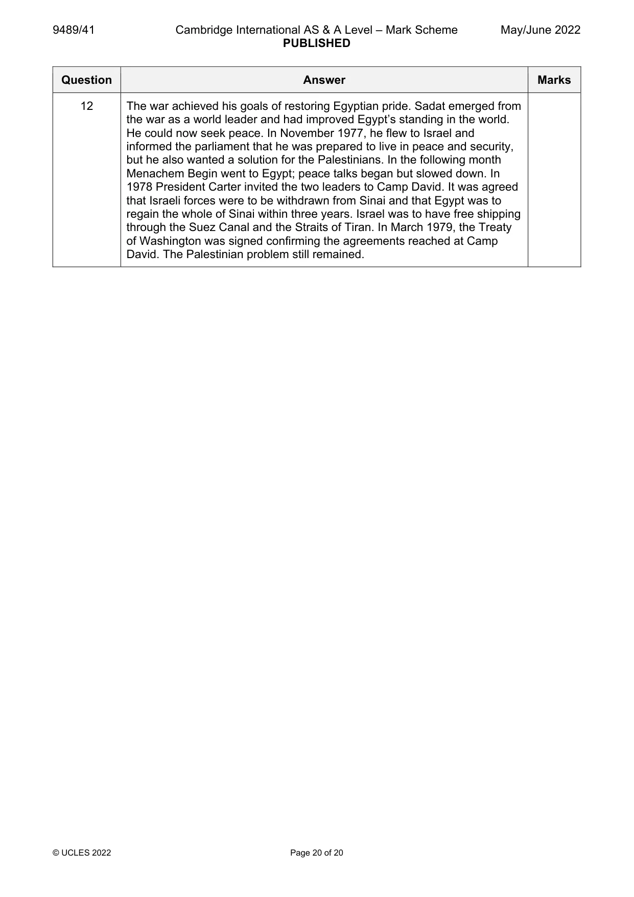 Mark scheme, page 20 of 20