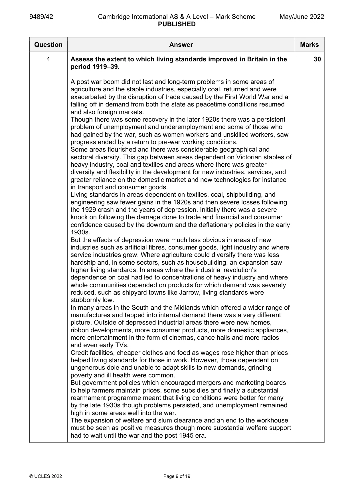 Mark scheme, page 9 of 19