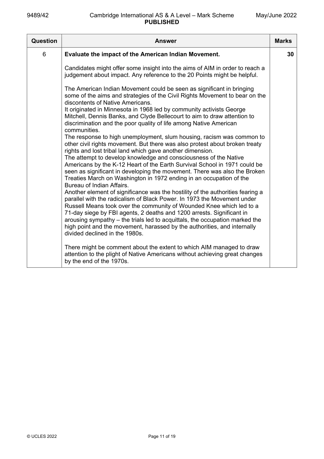 Mark scheme, page 11 of 19