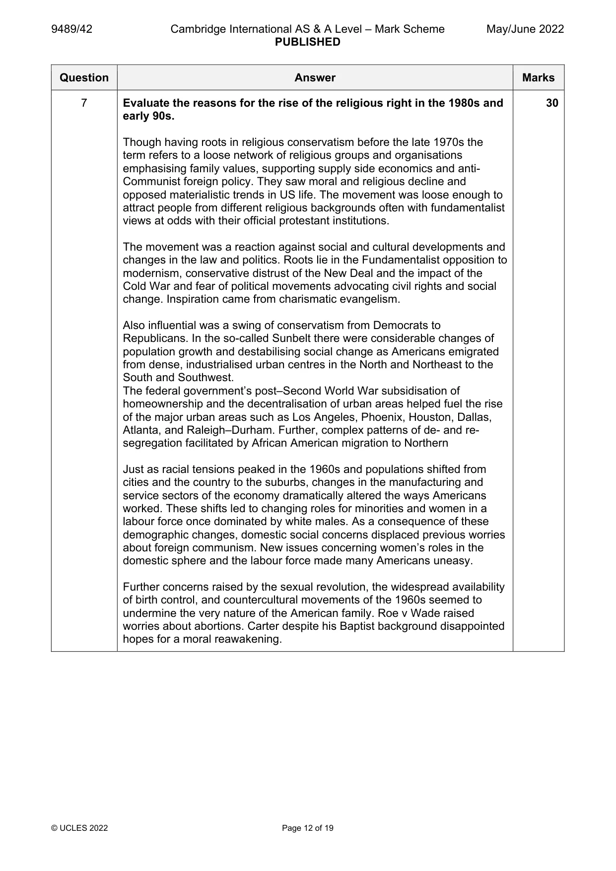 Mark scheme, page 12 of 19
