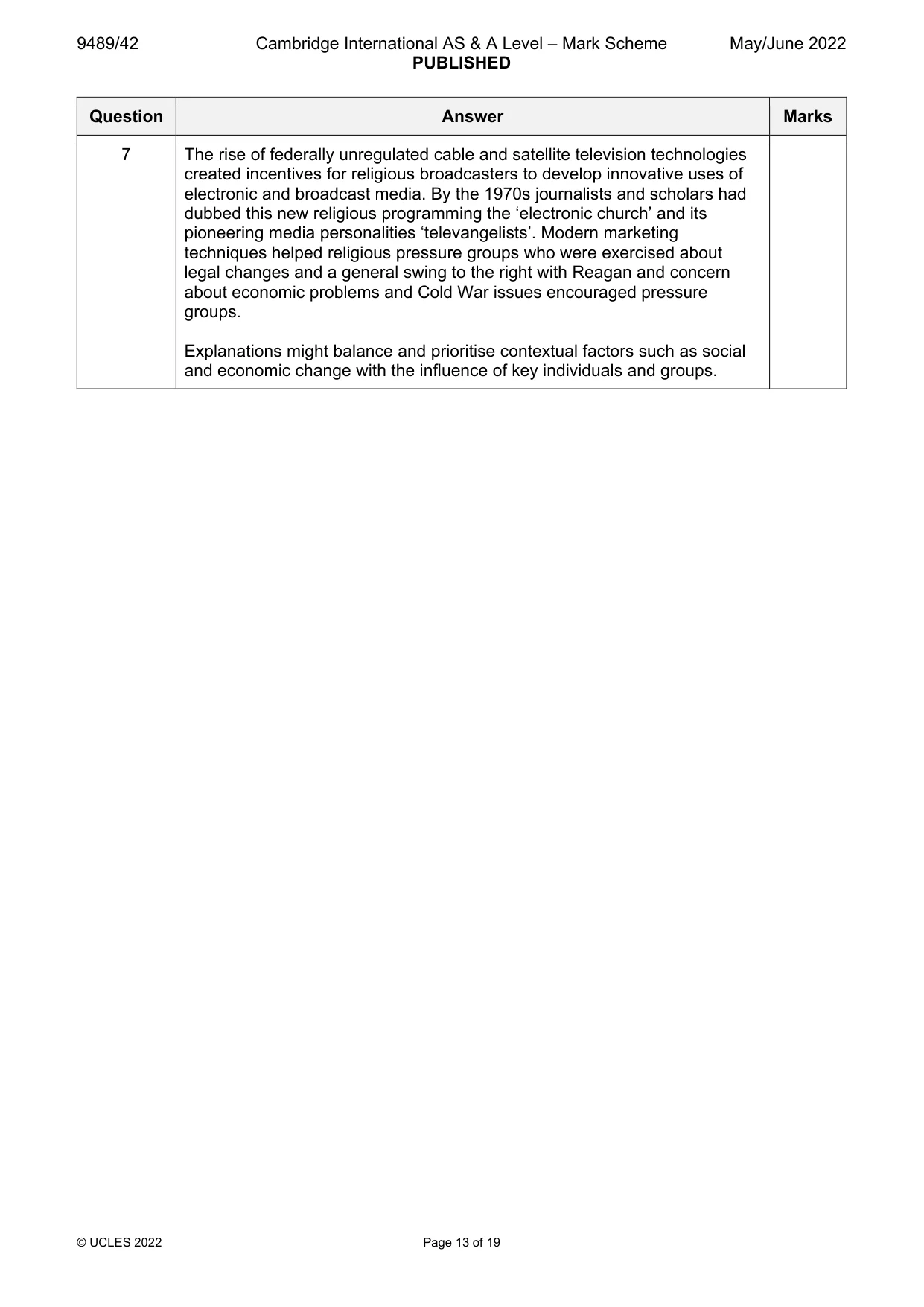 Mark scheme, page 13 of 19