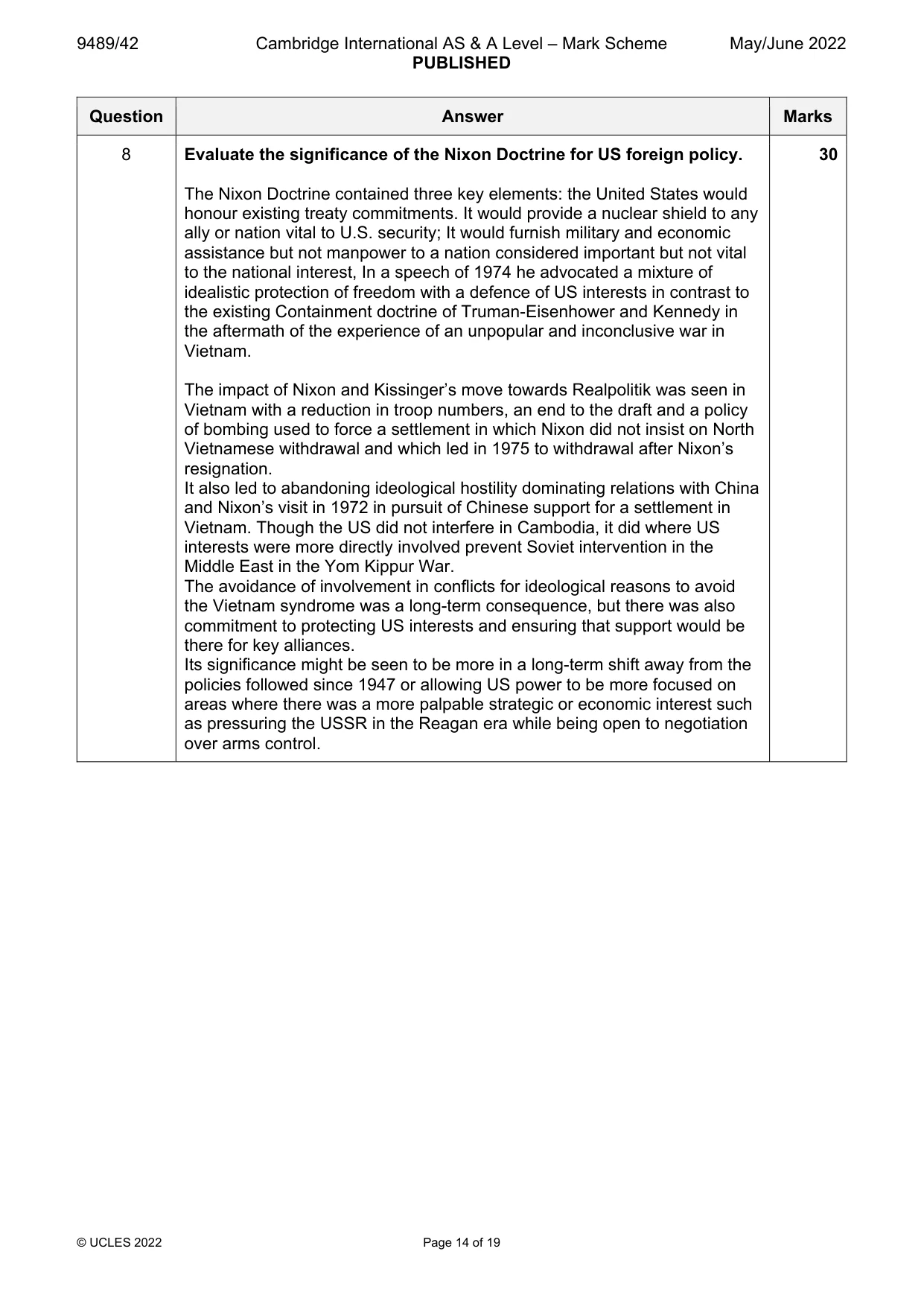 Mark scheme, page 14 of 19