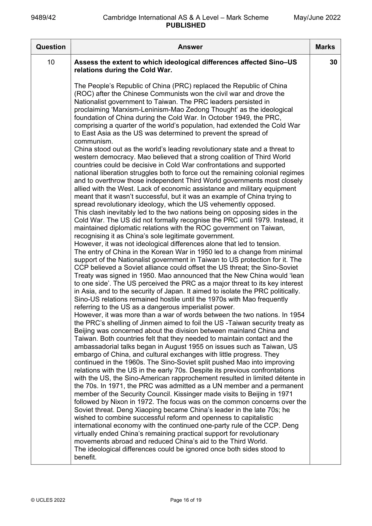 Mark scheme, page 16 of 19