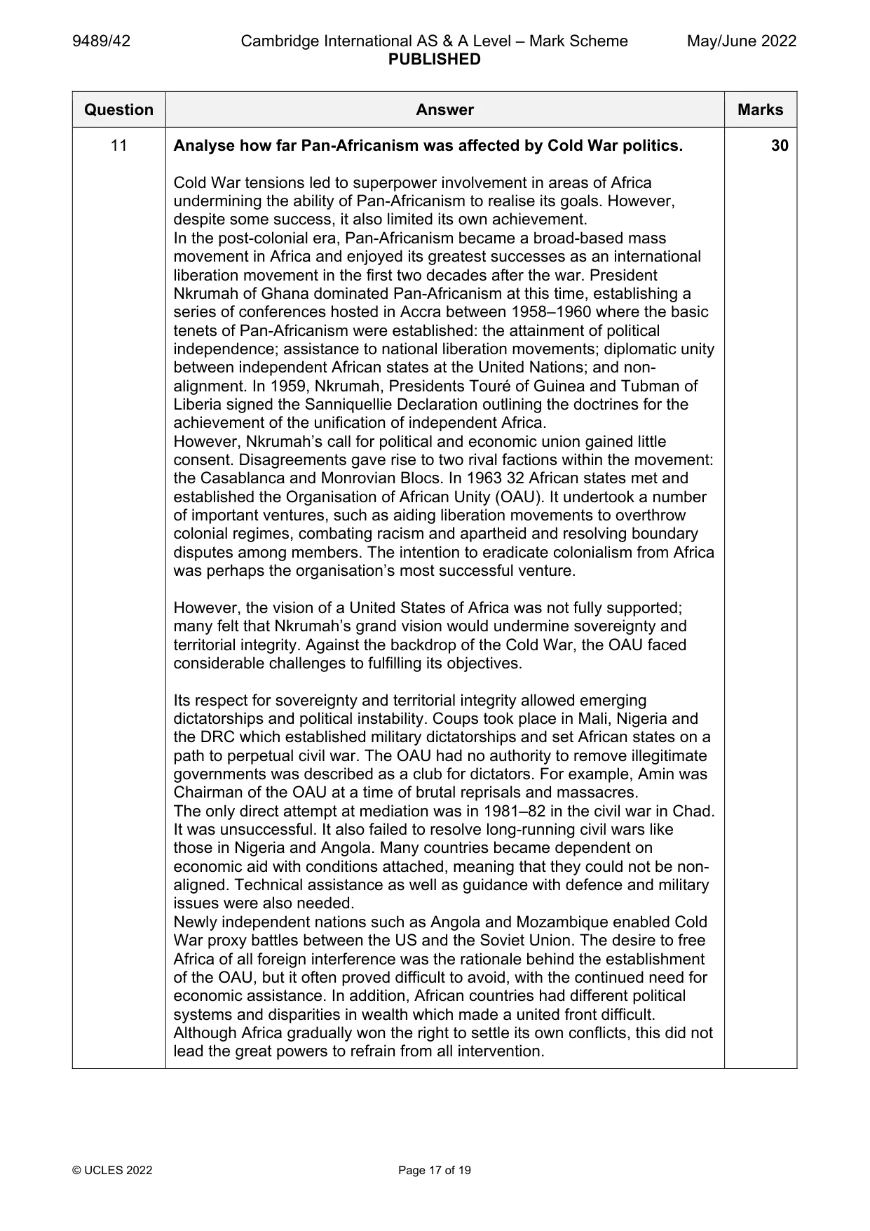 Mark scheme, page 17 of 19