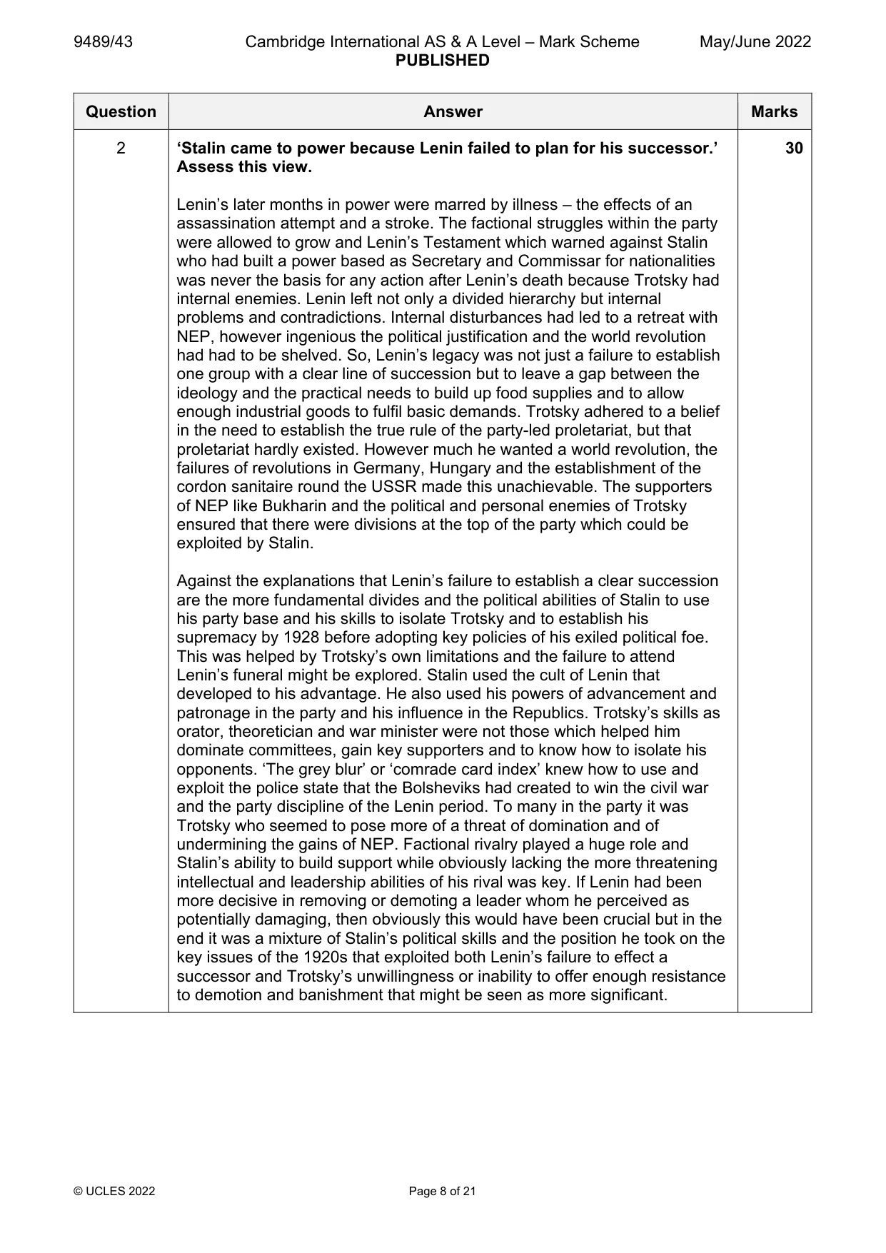 Mark scheme, page 8 of 21