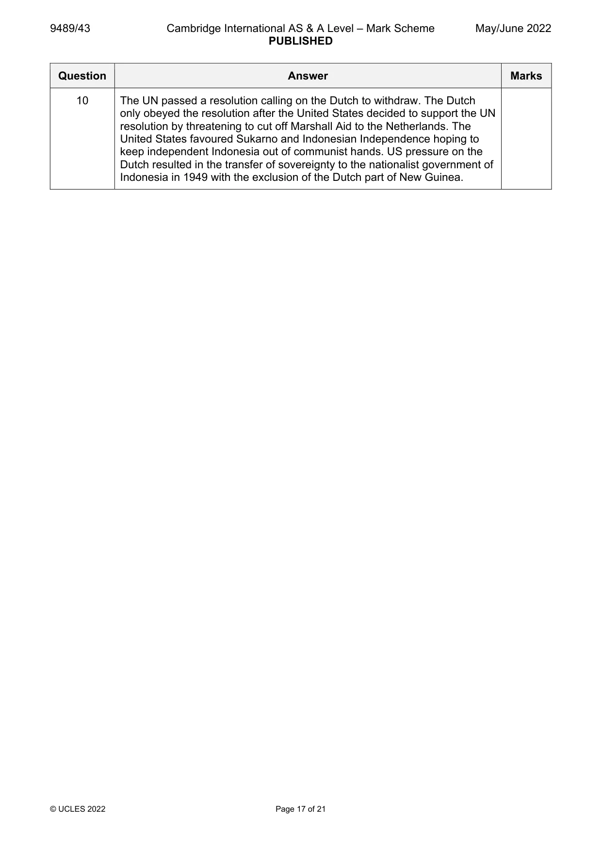 Mark scheme, page 17 of 21