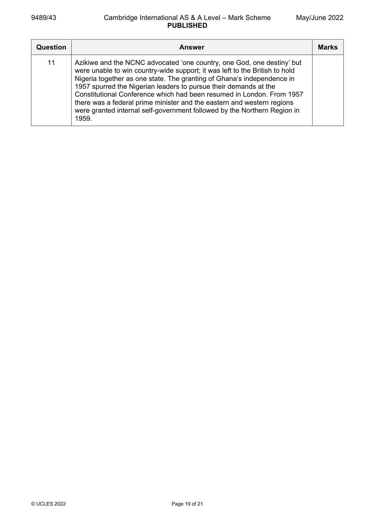 Mark scheme, page 19 of 21