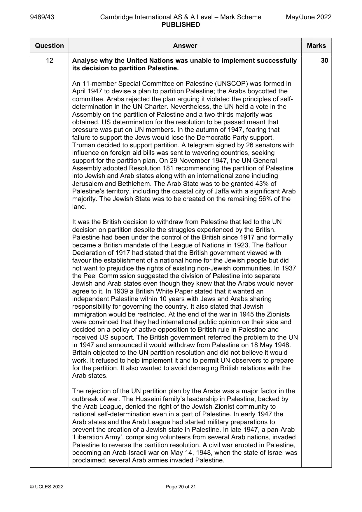 Mark scheme, page 20 of 21