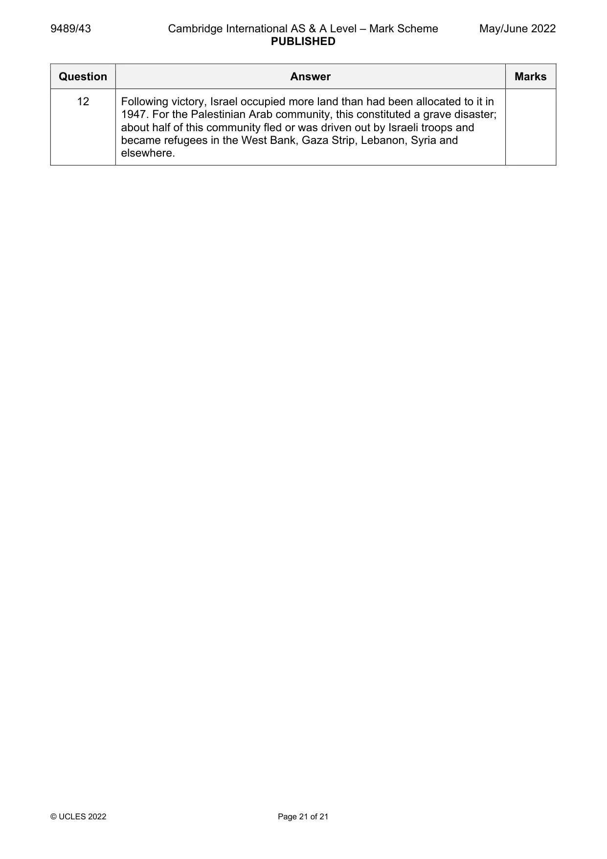 Mark scheme, page 21 of 21