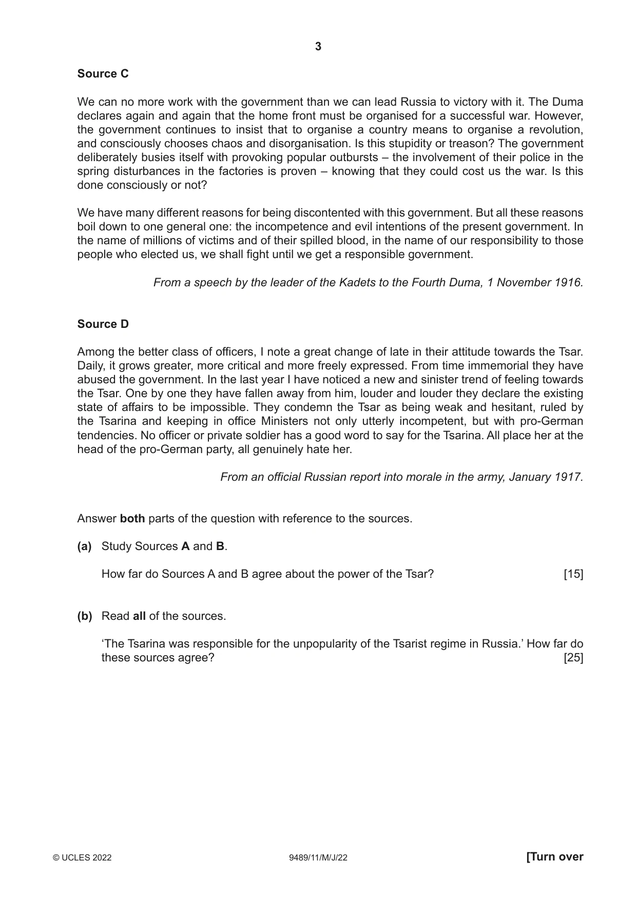 Cambridge A Level History 9489 2022 May/June Paper 1 · Variant 1 question paper, page 3 of 8