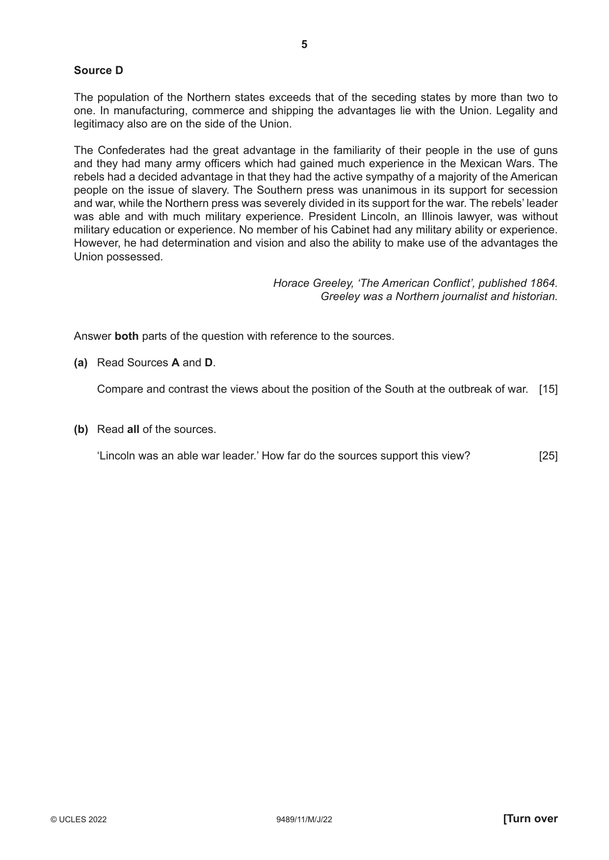 Cambridge A Level History 9489 2022 May/June Paper 1 · Variant 1 question paper, page 5 of 8