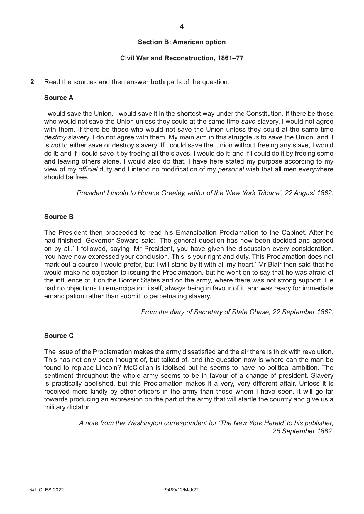 Cambridge A Level History 9489 2022 May/June Paper 1 · Variant 2 question paper, page 4 of 8