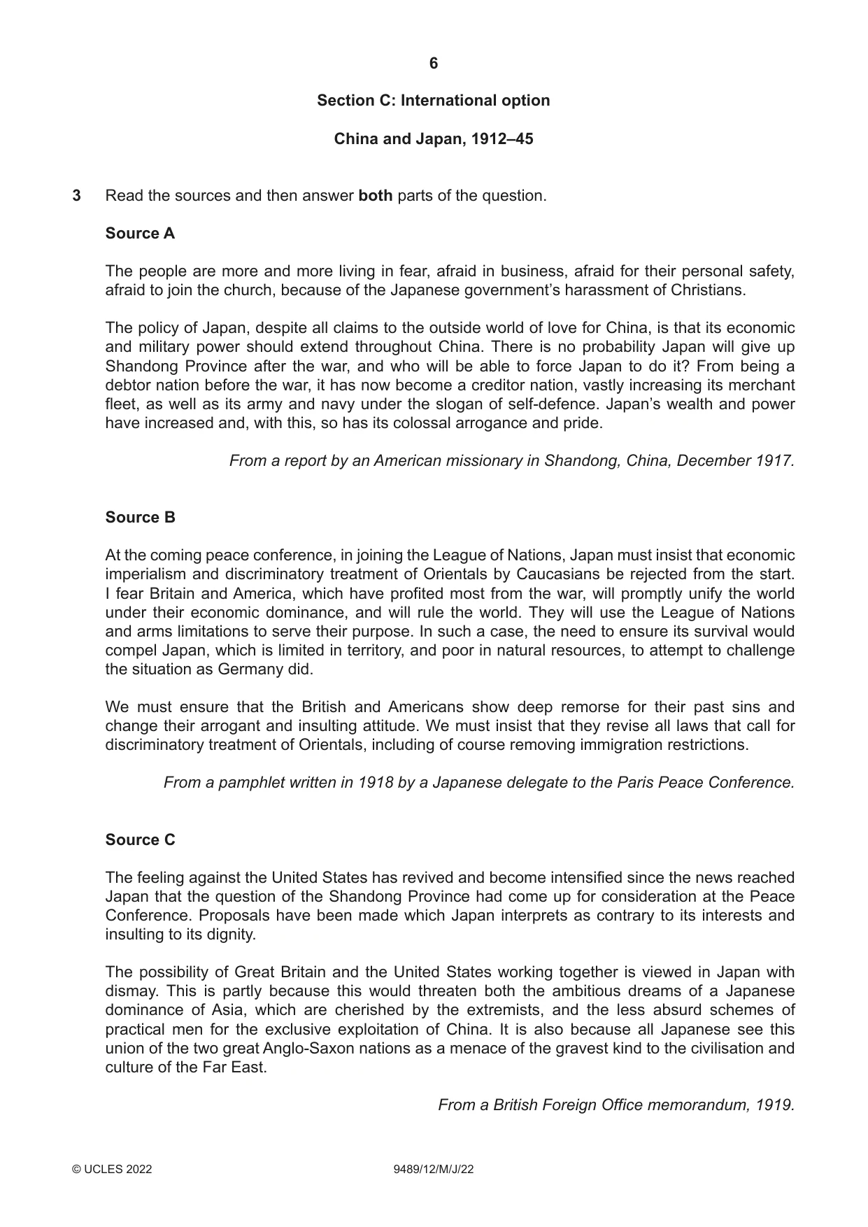 Cambridge A Level History 9489 2022 May/June Paper 1 · Variant 2 question paper, page 6 of 8