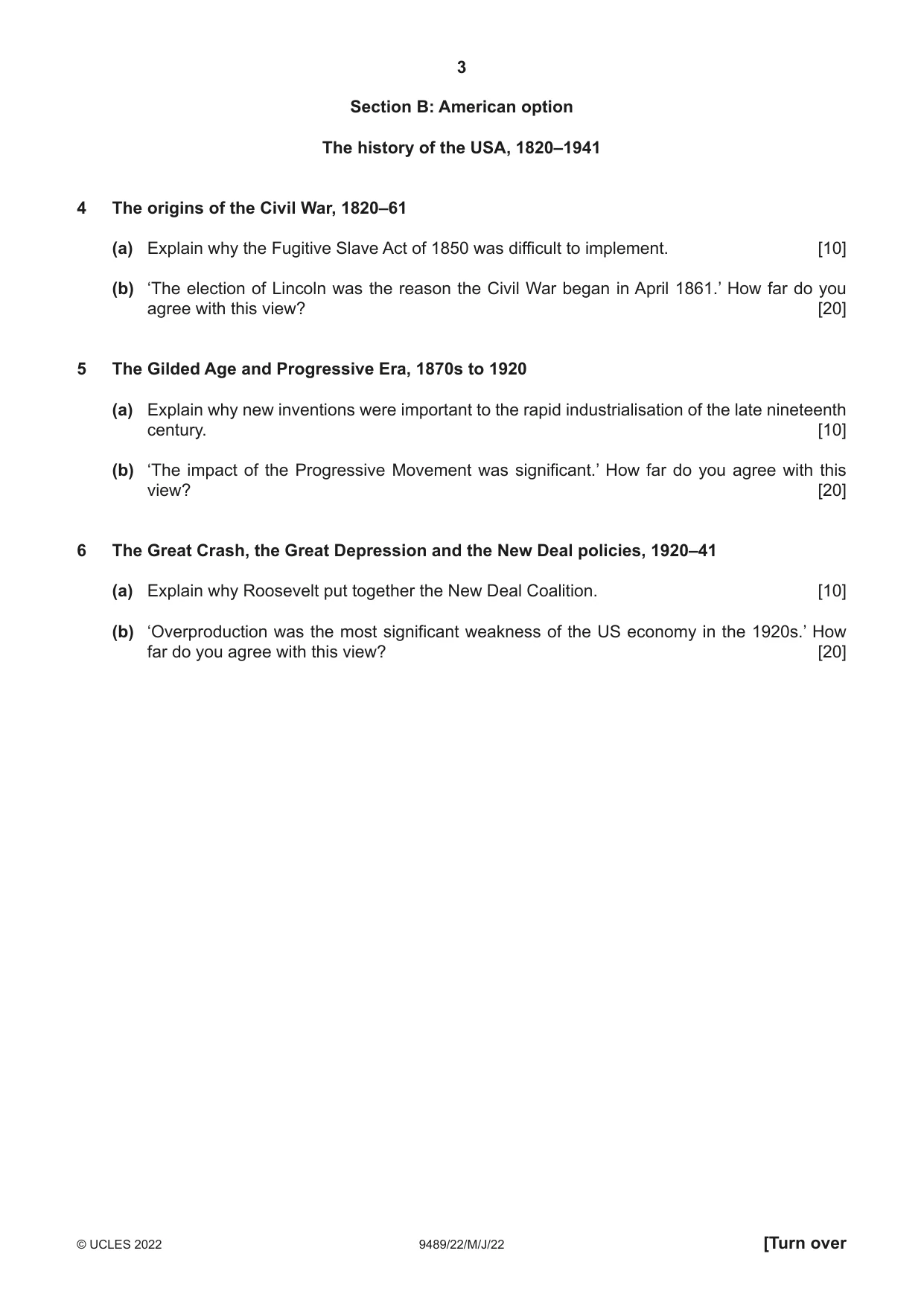Cambridge A Level History 9489 2022 May/June Paper 2 · Variant 2 question paper, page 3 of 4