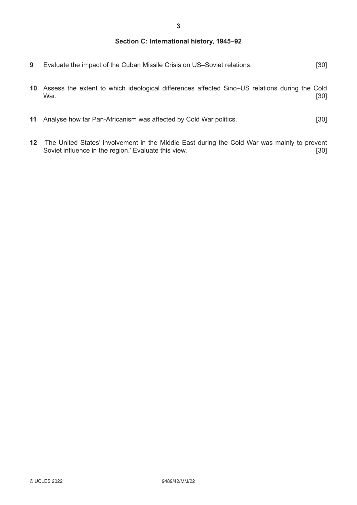 Cambridge A Level History 9489 2022 May/June Paper 4 · Variant 2 question paper, page 3 of 4