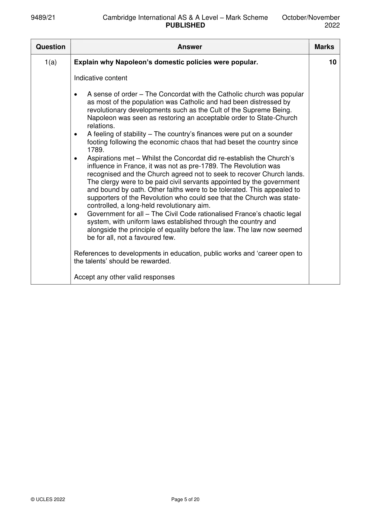 Mark scheme, page 5 of 20