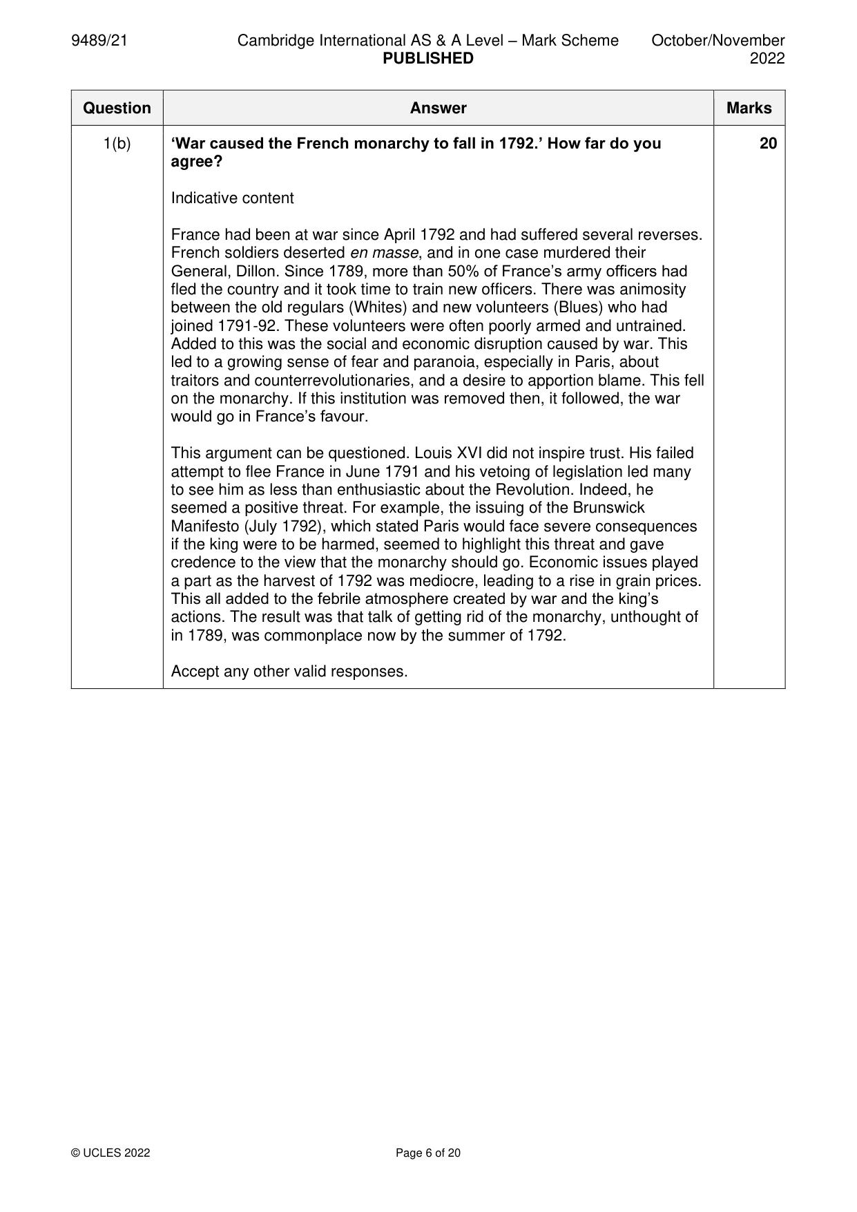 Mark scheme, page 6 of 20