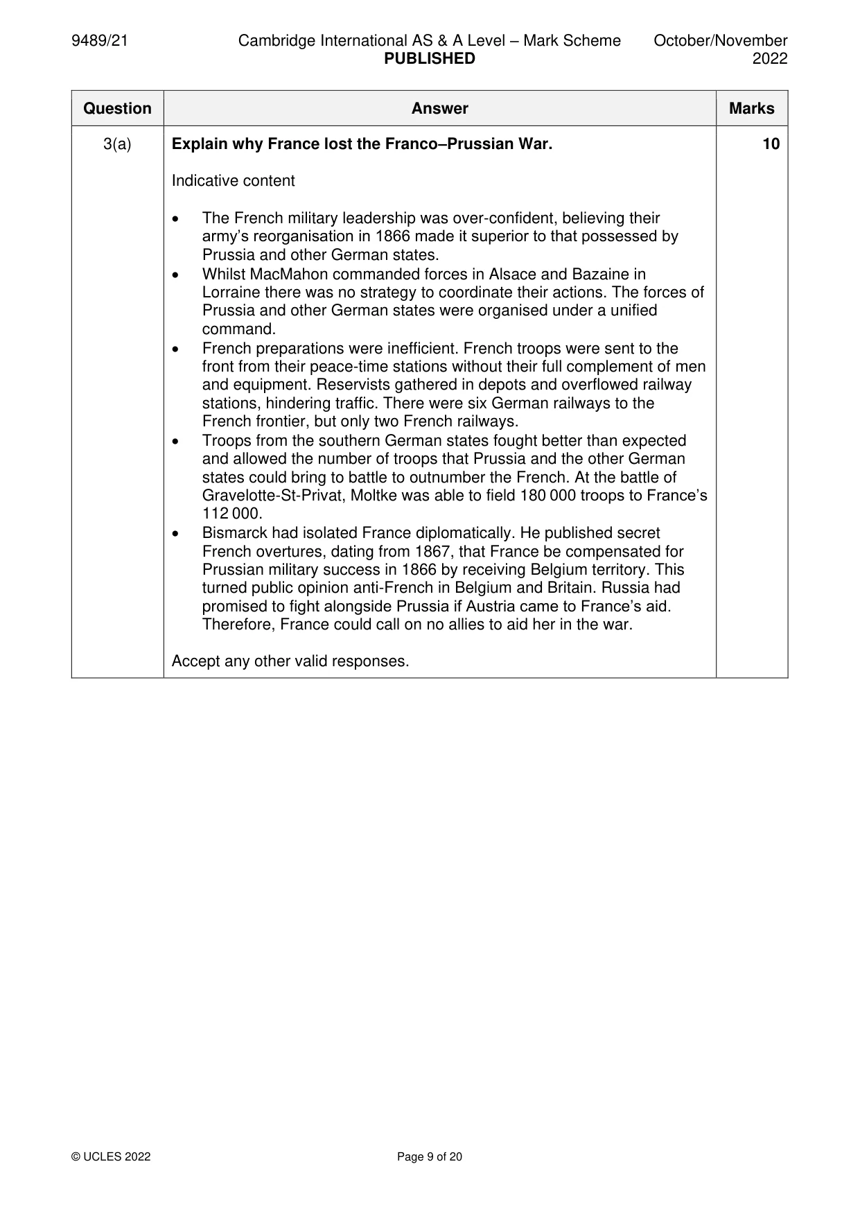Mark scheme, page 9 of 20