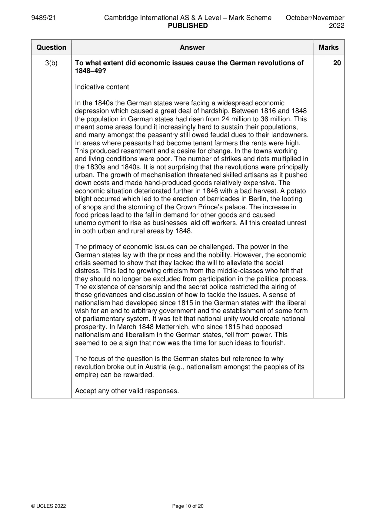 Mark scheme, page 10 of 20
