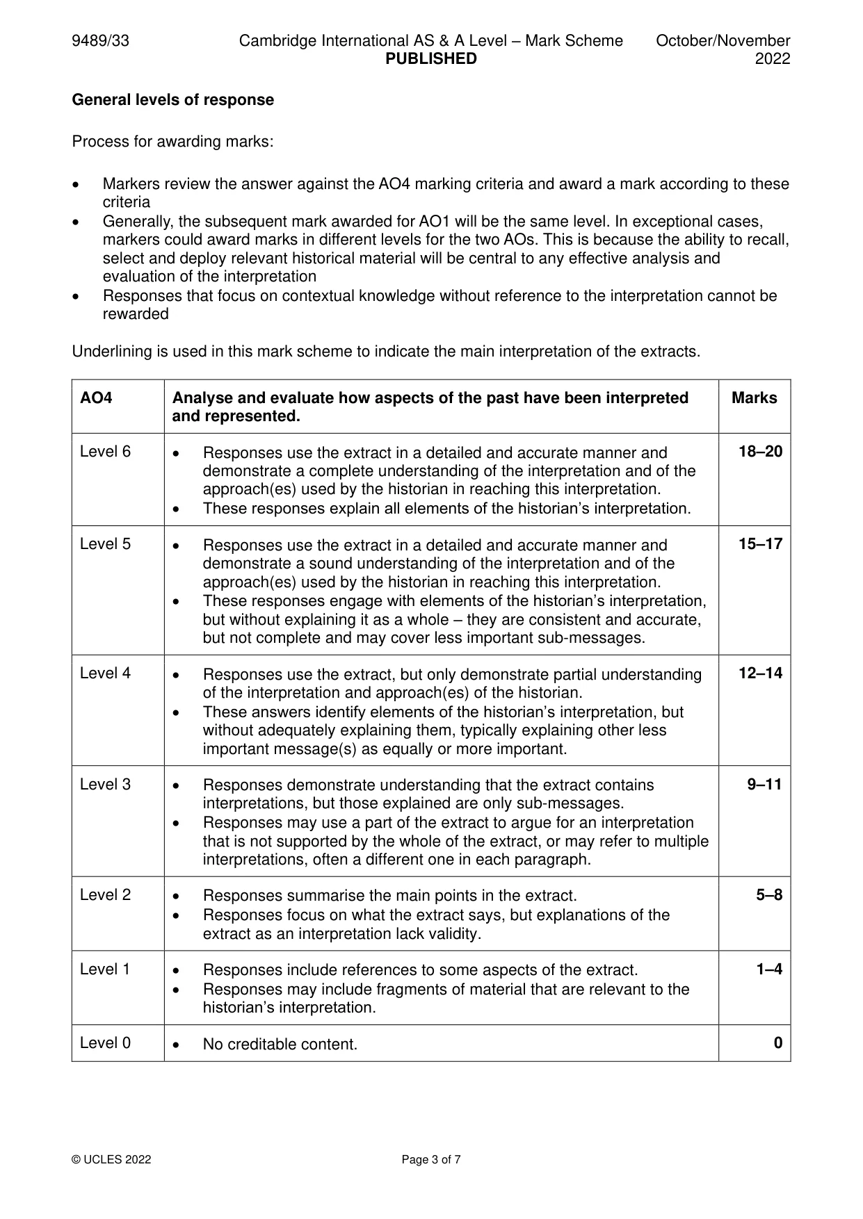 Mark scheme, page 3 of 7