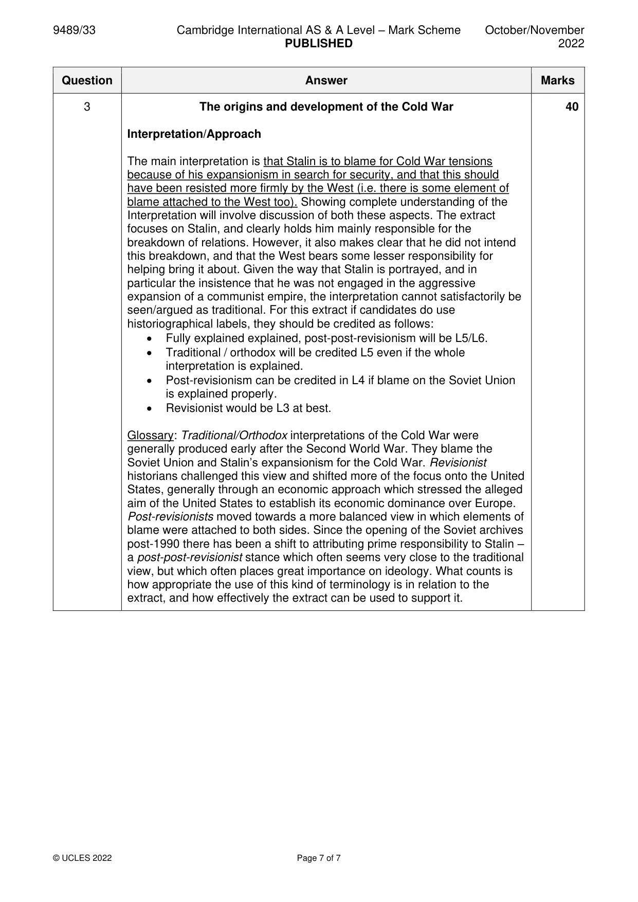 Mark scheme, page 7 of 7