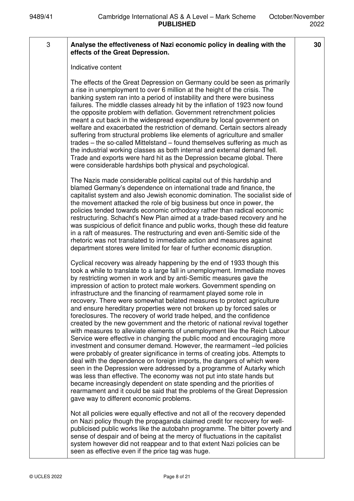 Mark scheme, page 8 of 21