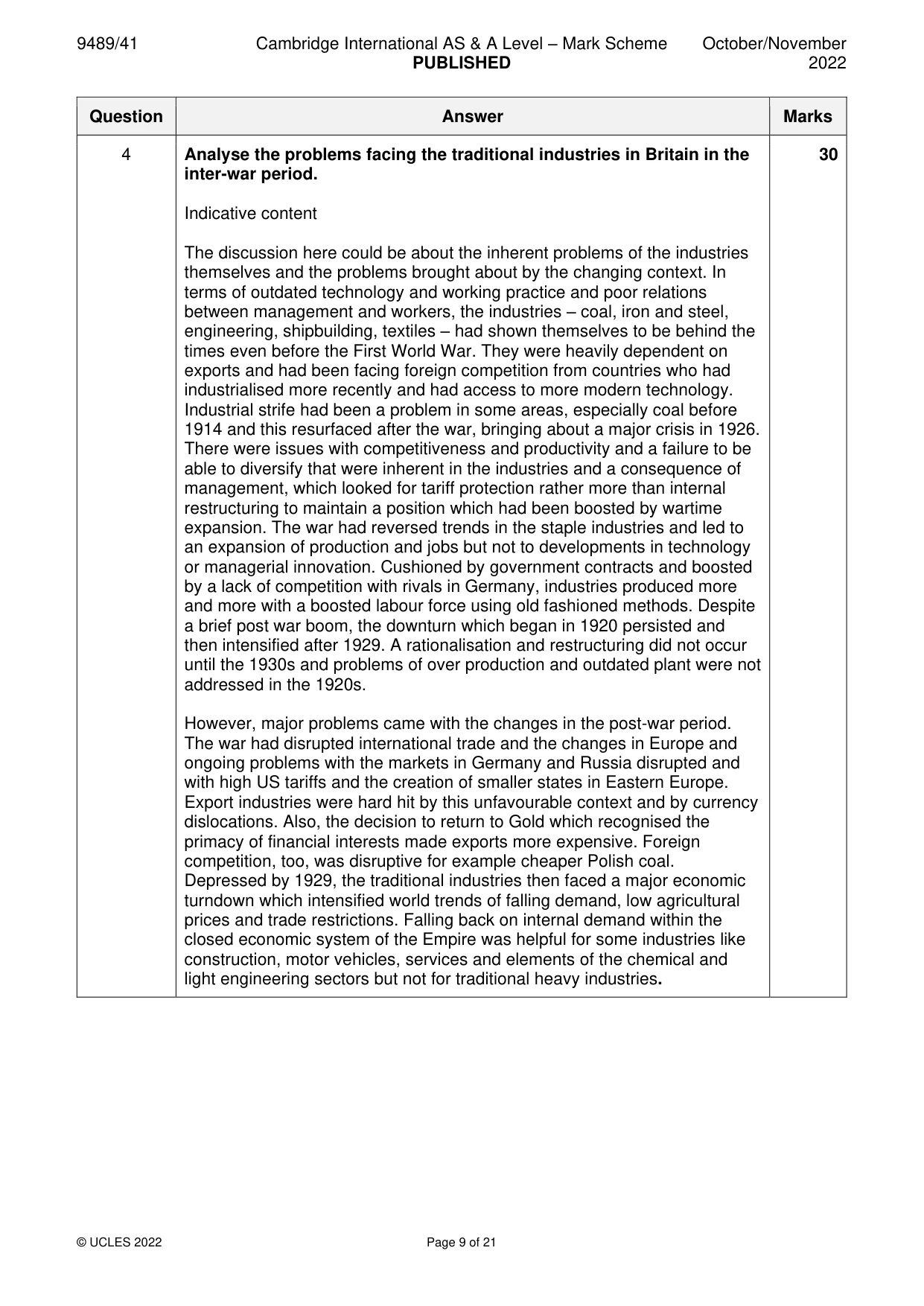 Mark scheme, page 9 of 21