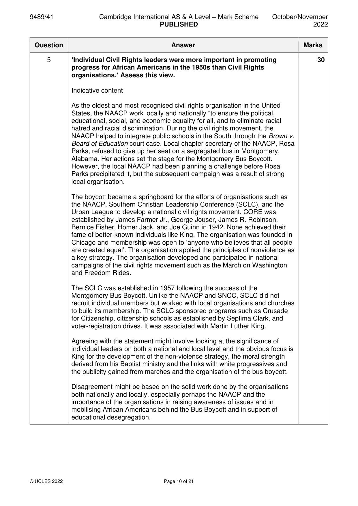 Mark scheme, page 10 of 21