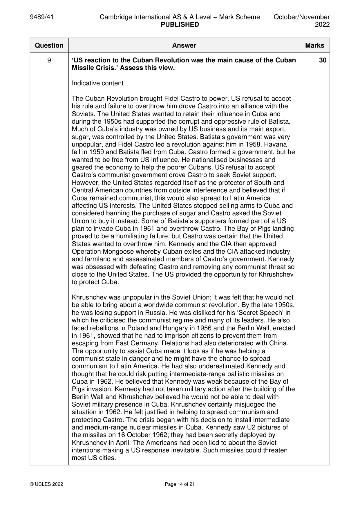 Mark scheme, page 14 of 21
