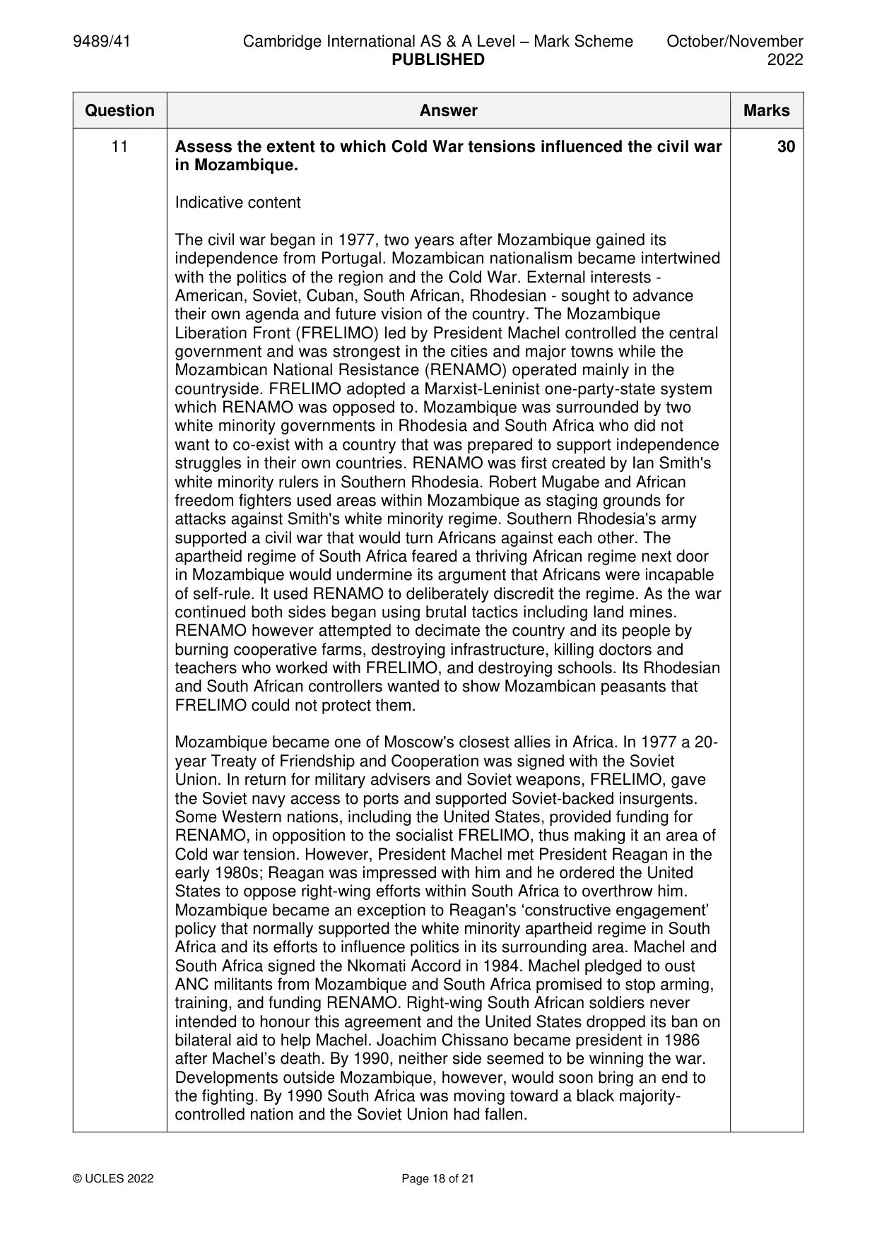 Mark scheme, page 18 of 21