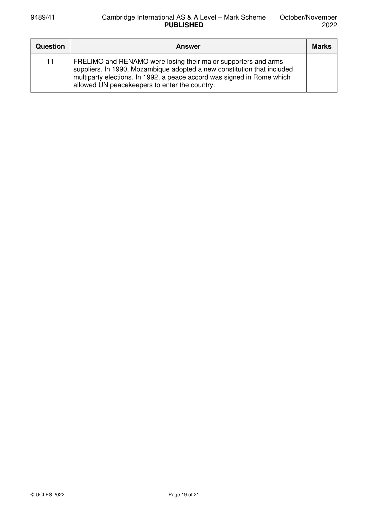 Mark scheme, page 19 of 21