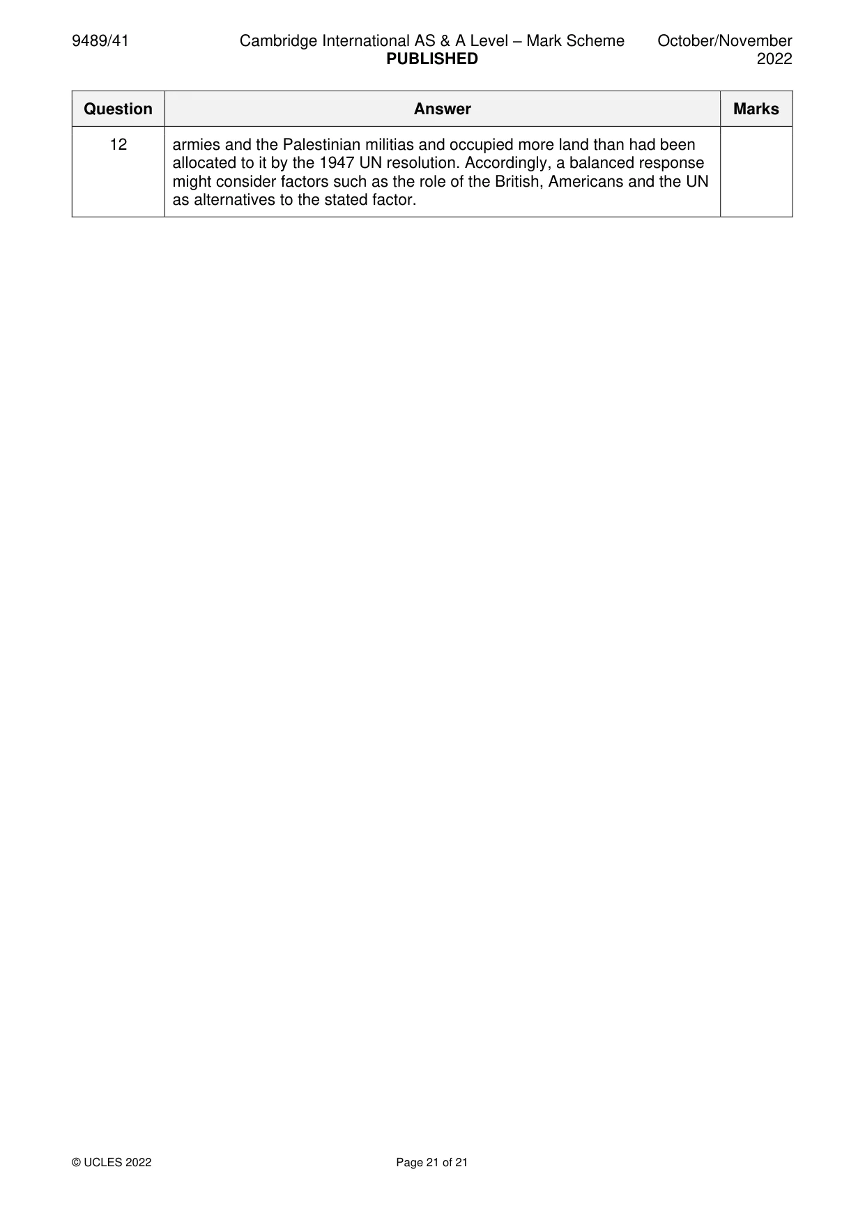 Mark scheme, page 21 of 21