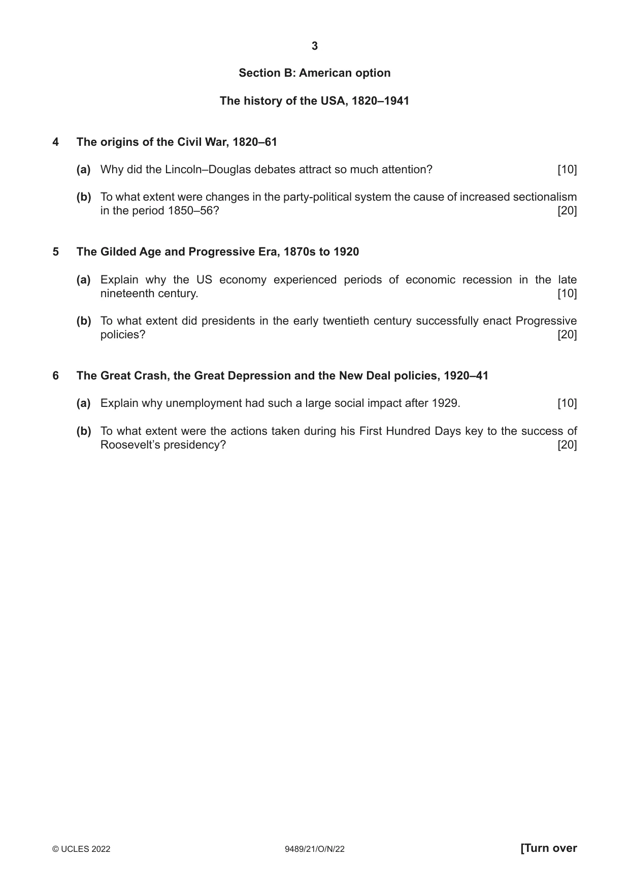 Cambridge A Level History 9489 2022 Oct/Nov Paper 2 · Variant 1 question paper, page 3 of 4